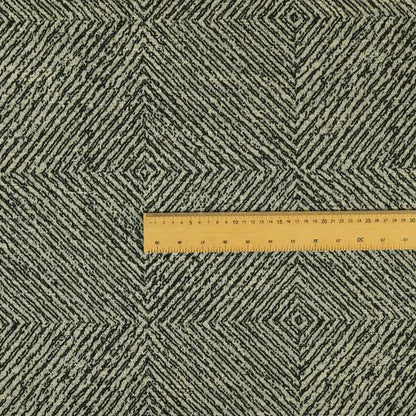 Black Brown Coloured Geometric Pattern 3D Effect Stripe Chenille Upholstery Curtains Fabric JO-1259 - Made To Measure Curtains