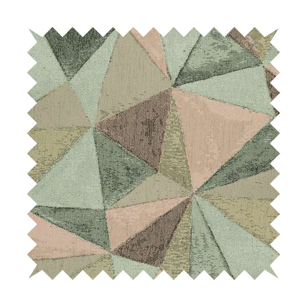 Saphira Pink Green Multi Colour Geometric Diamonds Pattern Soft Chenille Upholstery Fabric JO-126 - Roman Blinds