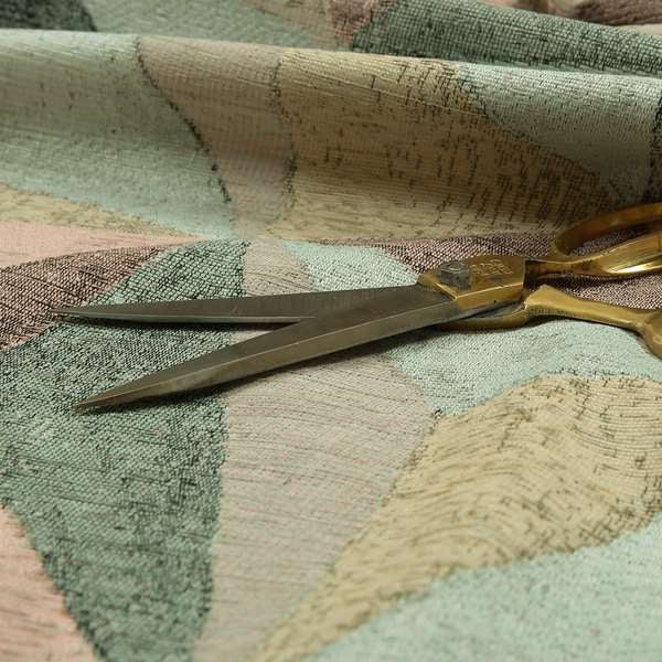 Saphira Pink Green Multi Colour Geometric Diamonds Pattern Soft Chenille Upholstery Fabric JO-126 - Roman Blinds