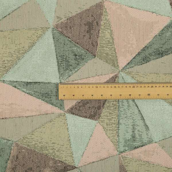 Saphira Pink Green Multi Colour Geometric Diamonds Pattern Soft Chenille Upholstery Fabric JO-126 - Roman Blinds