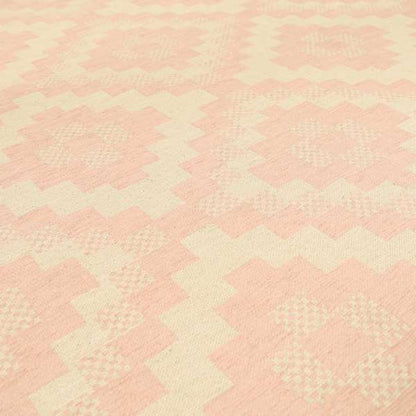 Pink Cream Colour Cubed Tetris Pattern Furnishing Upholstery Fabric JO-1262 - Made To Measure Curtains