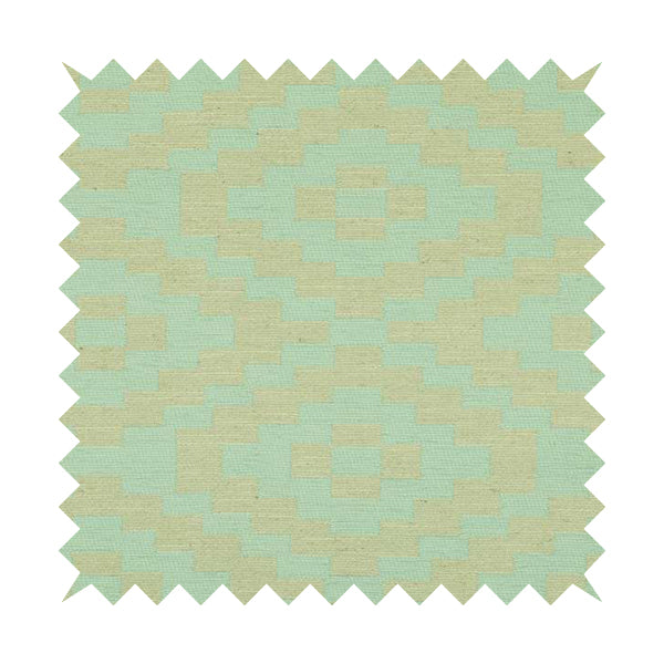 Light Blue Cream Colour Cubed Tetris Pattern Furnishing Upholstery Fabric JO-1263 - Made To Measure Curtains