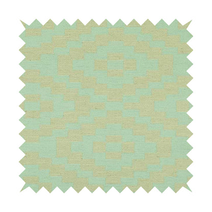 Light Blue Cream Colour Cubed Tetris Pattern Furnishing Upholstery Fabric JO-1263 - Made To Measure Curtains