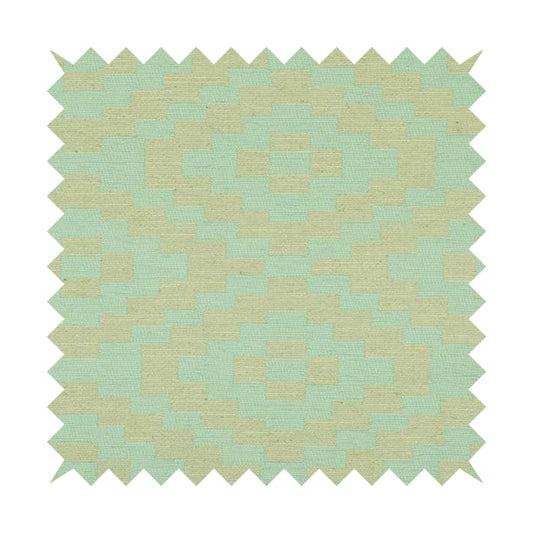 Light Blue Cream Colour Cubed Tetris Pattern Furnishing Upholstery Fabric JO-1263