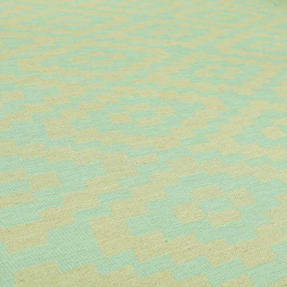 Light Blue Cream Colour Cubed Tetris Pattern Furnishing Upholstery Fabric JO-1263 - Roman Blinds