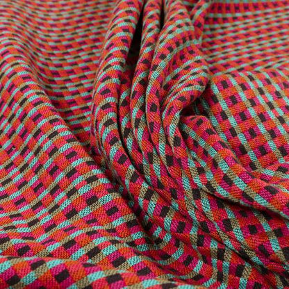 Multicoloured Polka Square Retro Pattern Curtains Upholstery Fabric JO-1267