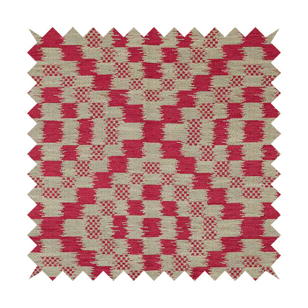 Pink Beige Colour Cubed Tetris Geometric Pattern Furnishing Upholstery Fabric JO-1268 - Roman Blinds