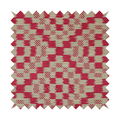 Pink Beige Colour Cubed Tetris Geometric Pattern Furnishing Upholstery Fabric JO-1268 - Made To Measure Curtains