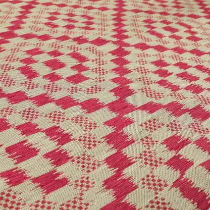 Pink Beige Colour Cubed Tetris Geometric Pattern Furnishing Upholstery Fabric JO-1268