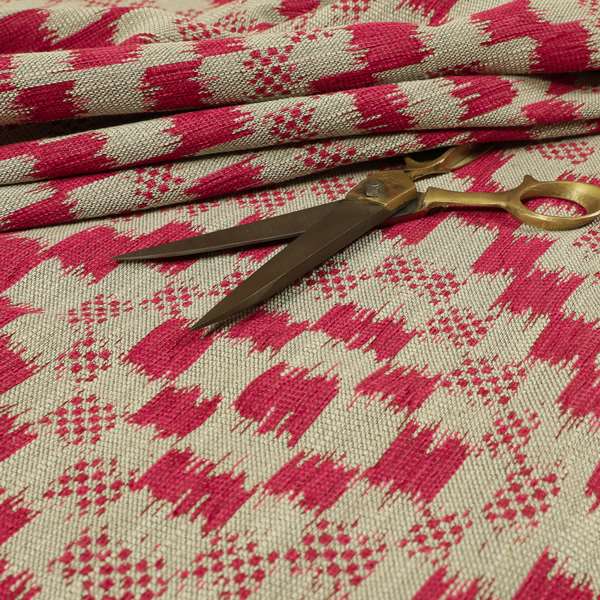 Pink Beige Colour Cubed Tetris Geometric Pattern Furnishing Upholstery Fabric JO-1268 - Made To Measure Curtains