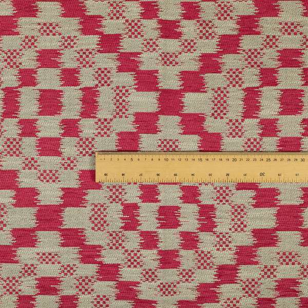 Pink Beige Colour Cubed Tetris Geometric Pattern Furnishing Upholstery Fabric JO-1268 - Roman Blinds