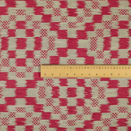 Pink Beige Colour Cubed Tetris Geometric Pattern Furnishing Upholstery Fabric JO-1268 - Made To Measure Curtains