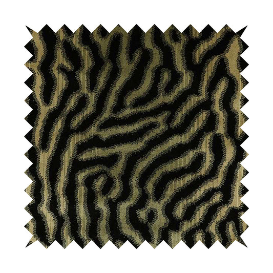 Black Background With Beige Colour Abstract Pattern Heavy Quality Velvet Upholstery Fabric JO-1272