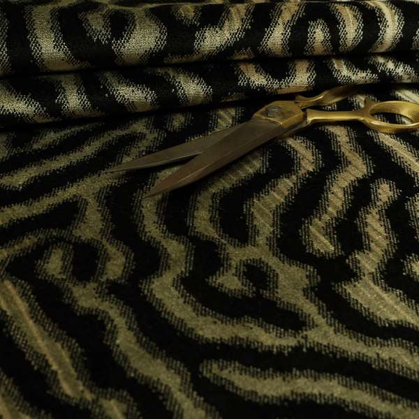 Black Background With Beige Colour Abstract Pattern Heavy Quality Velvet Upholstery Fabric JO-1272 - Roman Blinds