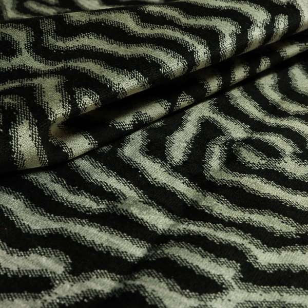 Black Background With Silver Colour Abstract Pattern Heavy Quality Velvet Upholstery Fabric JO-1273 - Roman Blinds