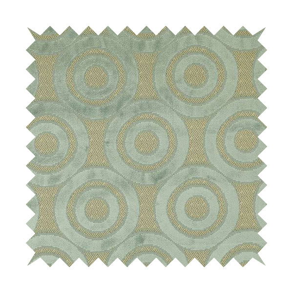 Circle Pattern Geometric Theme Blue Colour Velvet Upholstery Fabric JO-1274 - Made To Measure Curtains