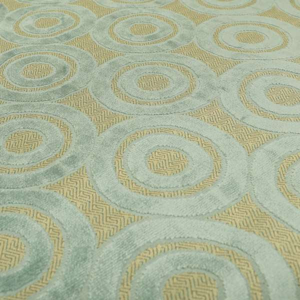 Circle Pattern Geometric Theme Blue Colour Velvet Upholstery Fabric JO-1274 - Made To Measure Curtains