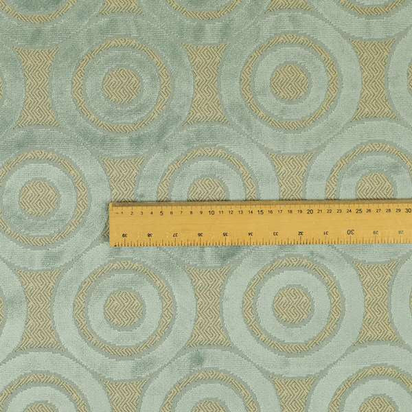 Circle Pattern Geometric Theme Blue Colour Velvet Upholstery Fabric JO-1274 - Made To Measure Curtains