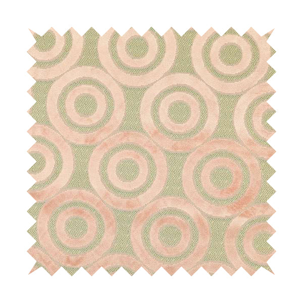 Circle Pattern Geometric Theme Pink Colour Velvet Upholstery Fabric JO-1275 - Roman Blinds