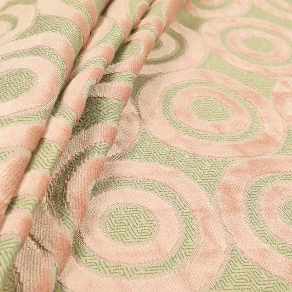 Circle Pattern Geometric Theme Pink Colour Velvet Upholstery Fabric JO-1275 - Made To Measure Curtains