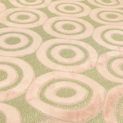 Circle Pattern Geometric Theme Pink Colour Velvet Upholstery Fabric JO-1275