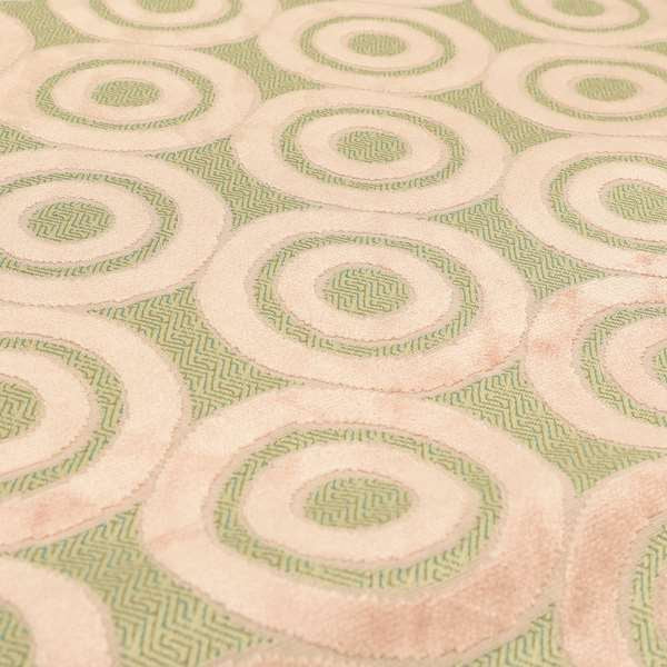 Circle Pattern Geometric Theme Pink Colour Velvet Upholstery Fabric JO-1275 - Made To Measure Curtains