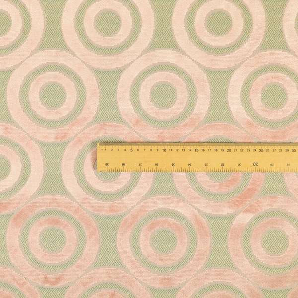 Circle Pattern Geometric Theme Pink Colour Velvet Upholstery Fabric JO-1275 - Made To Measure Curtains