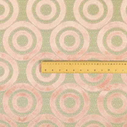 Circle Pattern Geometric Theme Pink Colour Velvet Upholstery Fabric JO-1275 - Made To Measure Curtains