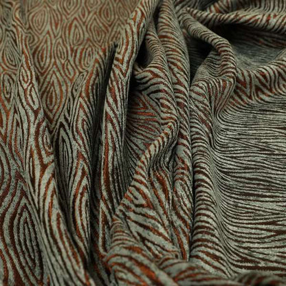 Striped Stripes Theme Pattern Grey Orange Shine Furnishing Upholstery Fabric JO-1276 - Made To Measure Curtains