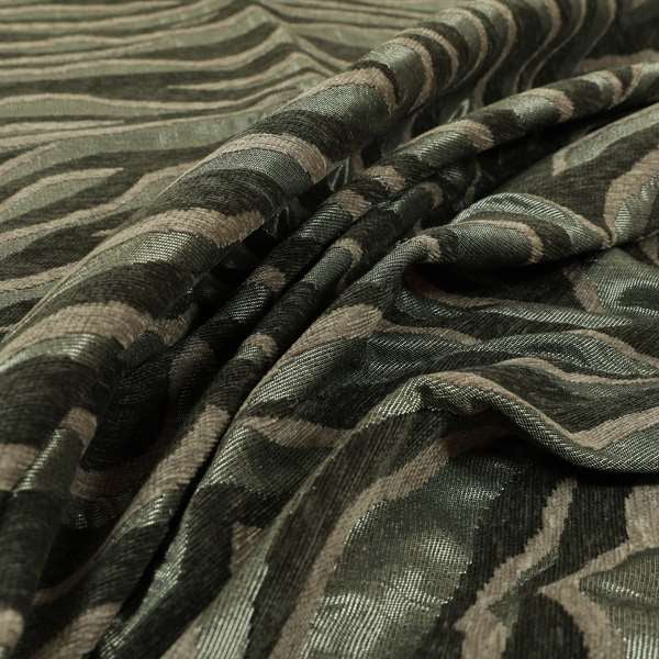 Animal Theme Stripe Pattern Grey Colour Chenille Upholstery Fabric JO-1278 - Made To Measure Curtains