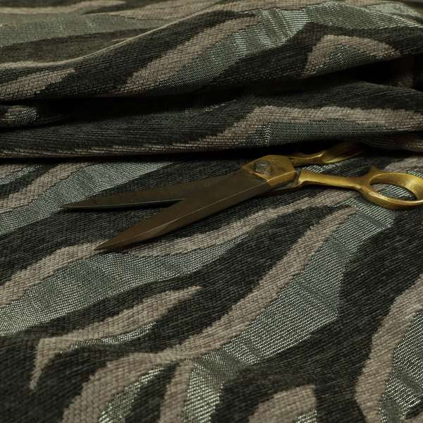 Animal Theme Stripe Pattern Grey Colour Chenille Upholstery Fabric JO-1278 - Made To Measure Curtains