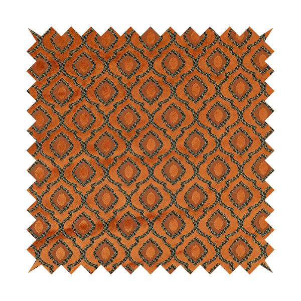 Medallion Pattern In Orange Velvet Quality Furnishing Upholstery Fabric JO-1279 - Roman Blinds