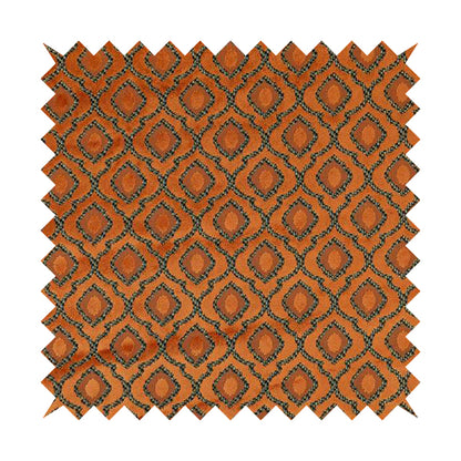 Medallion Pattern In Orange Velvet Quality Furnishing Upholstery Fabric JO-1279 - Made To Measure Curtains