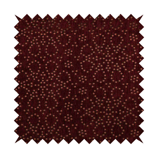 Vegas Wine Plum Shine Effect Geometric Dotted Pattern Soft Chenille Upholstery Fabric JO-128