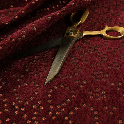 Vegas Wine Plum Shine Effect Geometric Dotted Pattern Soft Chenille Upholstery Fabric JO-128 - Made To Measure Curtains