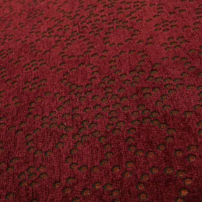 Vegas Wine Plum Shine Effect Geometric Dotted Pattern Soft Chenille Upholstery Fabric JO-128