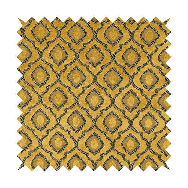 Medallion Pattern In Yellow Velvet Quality Furnishing Upholstery Fabric JO-1280 - Roman Blinds