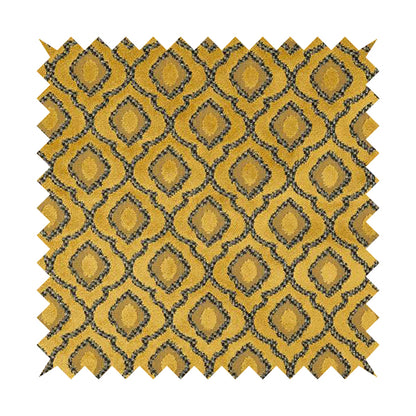 Medallion Pattern In Yellow Velvet Quality Furnishing Upholstery Fabric JO-1280 - Made To Measure Curtains