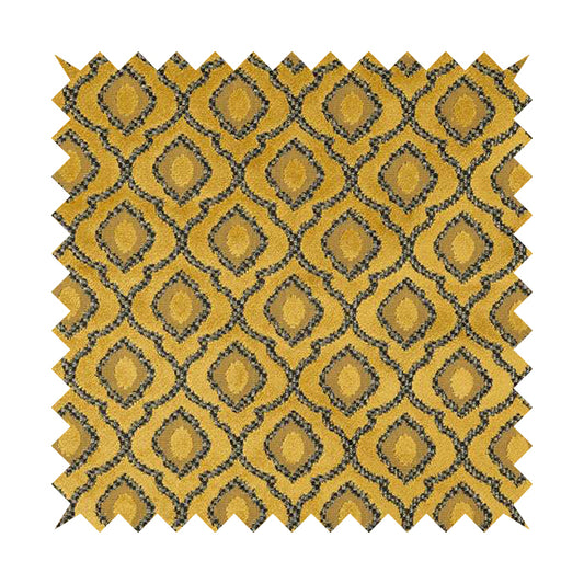 Medallion Pattern In Yellow Velvet Quality Furnishing Upholstery Fabric JO-1280