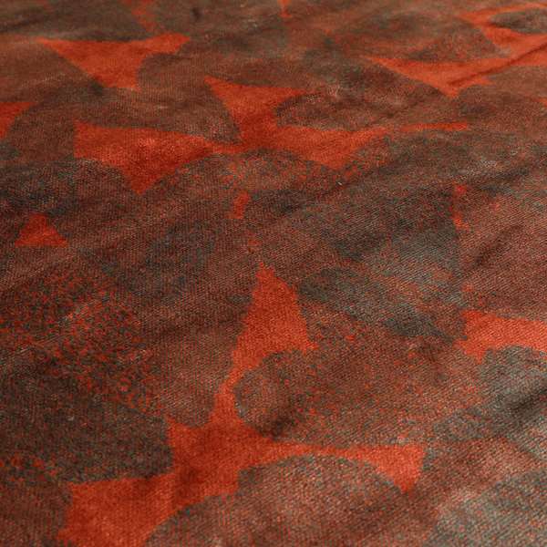 Heart Shaped Pattern Terracotta Red Grey Colour Heavy Velvet Upholstery Fabric JO-1282 - Roman Blinds