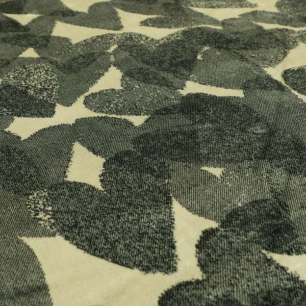 Heart Shaped Pattern Navy Blue Cream Colour Heavy Velvet Upholstery Fabric JO-1283