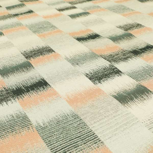 White Orange Grey Geometric Pattern Soft Chenille Upholstery Fabric JO-1286 - Made To Measure Curtains