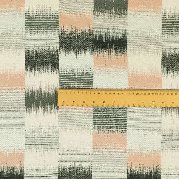 White Orange Grey Geometric Pattern Soft Chenille Upholstery Fabric JO-1286 - Made To Measure Curtains