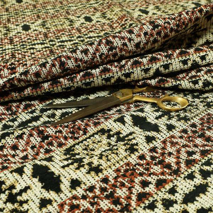 Black Yellow Red Tribal Pattern Soft Chenille Upholstery Fabric JO-1287 - Made To Measure Curtains