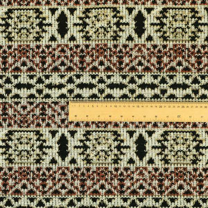 Black Yellow Red Tribal Pattern Soft Chenille Upholstery Fabric JO-1287 - Made To Measure Curtains