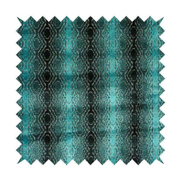 Blue Shades Of Geometric Striped Pattern Soft Velvet Upholstery Fabric JO-1288 - Roman Blinds