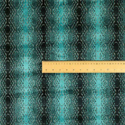 Blue Shades Of Geometric Striped Pattern Soft Velvet Upholstery Fabric JO-1288