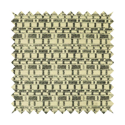 Black Beige Geometric Pattern Soft Chenille Upholstery Fabric JO-1289