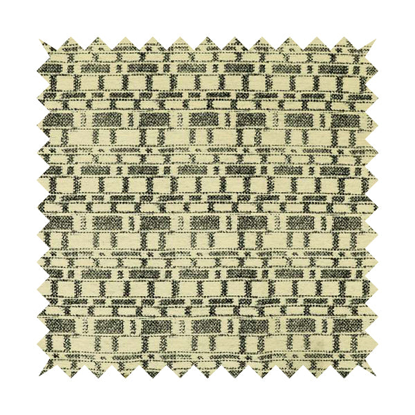 Black Beige Geometric Pattern Soft Chenille Upholstery Fabric JO-1289 - Made To Measure Curtains