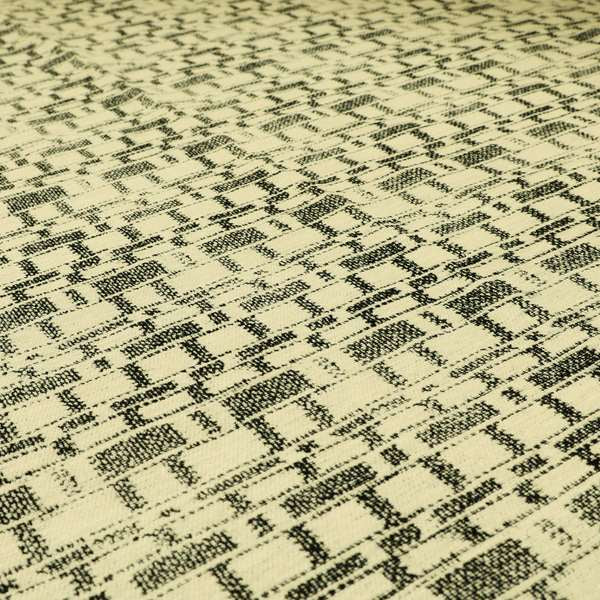 Black Beige Geometric Pattern Soft Chenille Upholstery Fabric JO-1289 - Roman Blinds